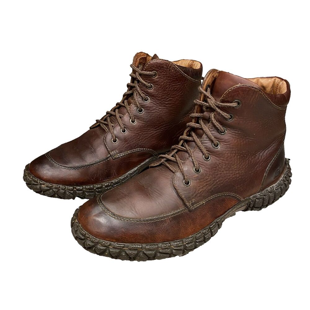Born Nigel Mens 10 All Terrain Hiker Boots Brown Leather M1286 Lug Sole Rugged